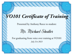 vo101 graduation certificate michael shedler